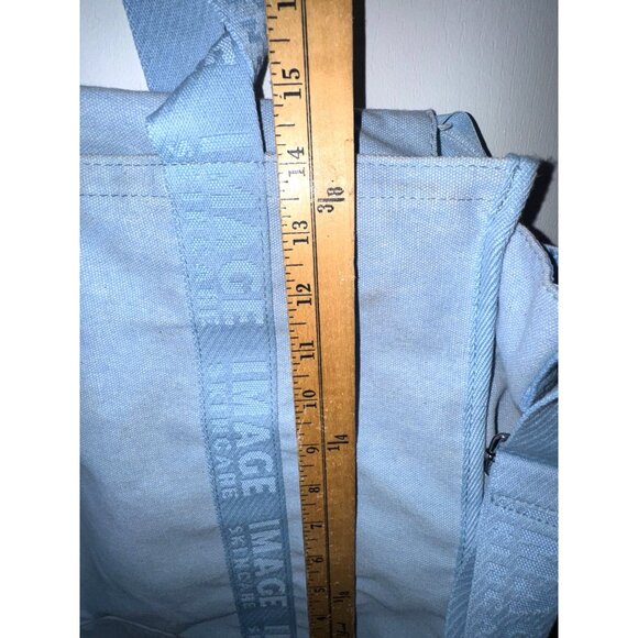 Image Blue Canvas Tote Bag With Adjustable Shoulder Strap & Top Zipper Closure - Picture 5 of 7